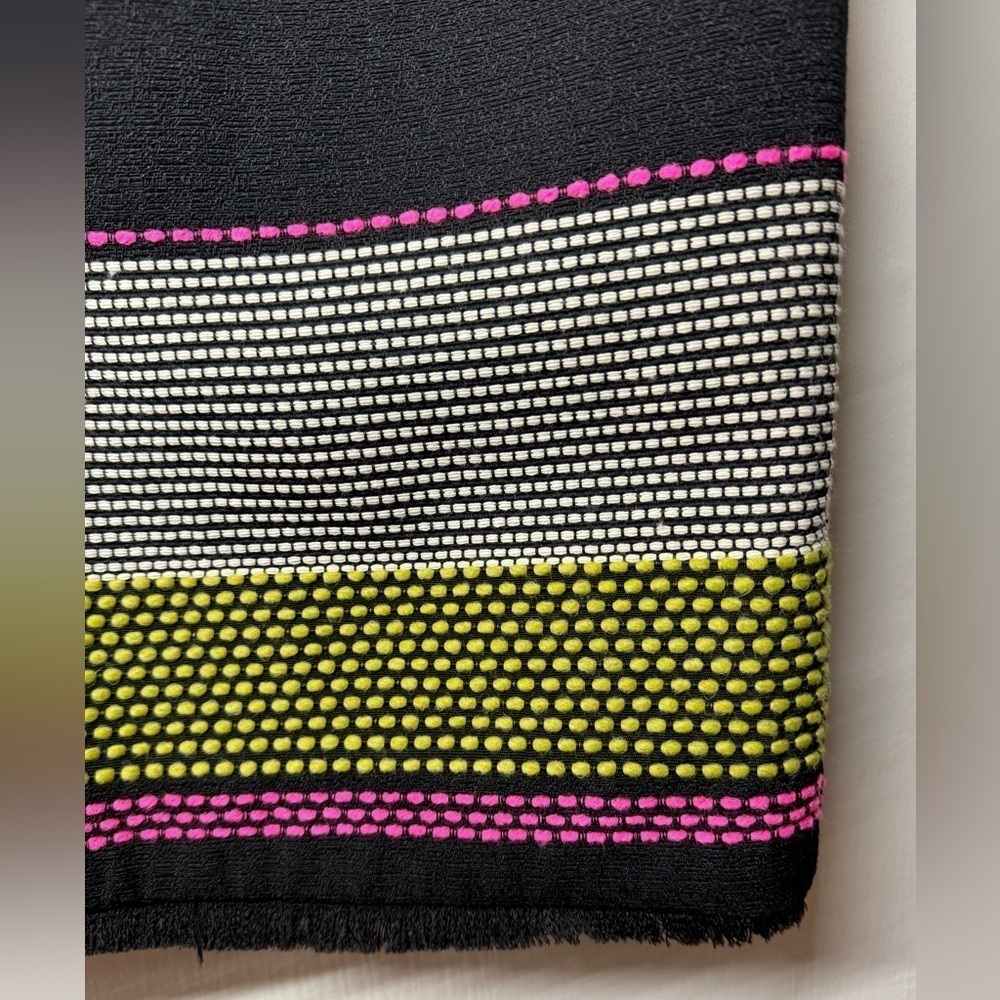 Trina Turk Pencil A Line Textured Cotton Wool Blend Black Pink Striped Skirt 2 - Picture 7 of 13